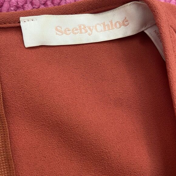 See By Chloe Tie Sleeve Dress Peppery Red Size 36/Small - Picture 4 of 10